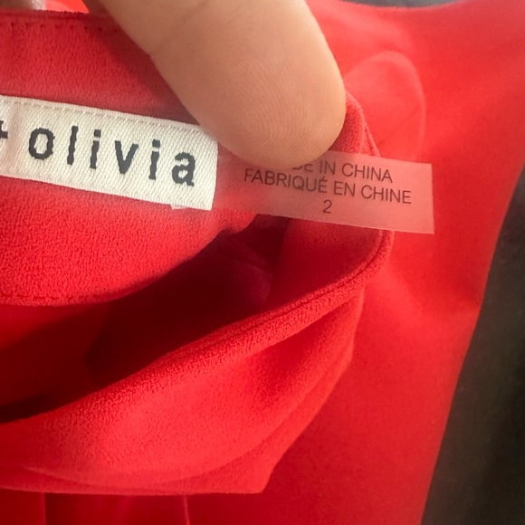 Alice + Olivia Tania dress skirt romper, mock neck, bright red, size 2 - Picture 4 of 6